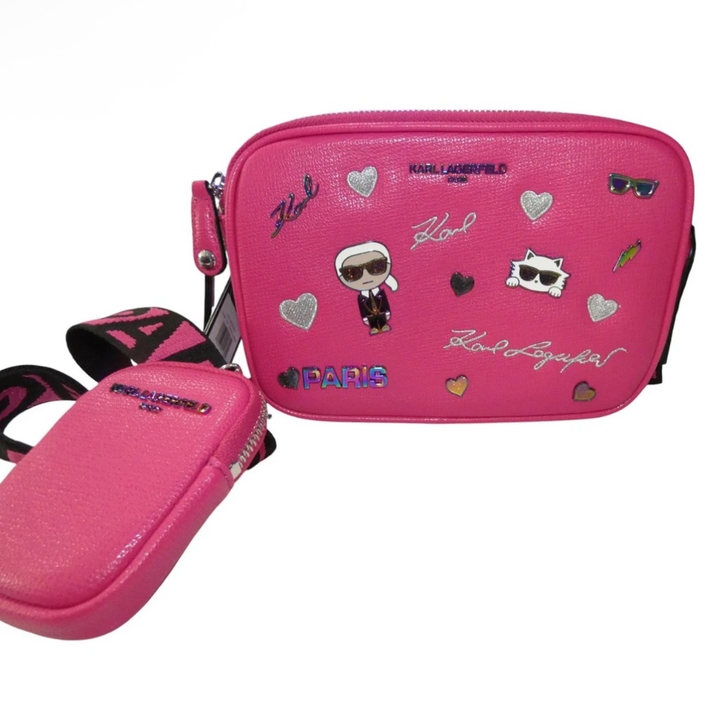 Karl Lagerfeld Camera Bag Purse Fuschia Pink Novelty Crossbody Shoulder Bag NWT
